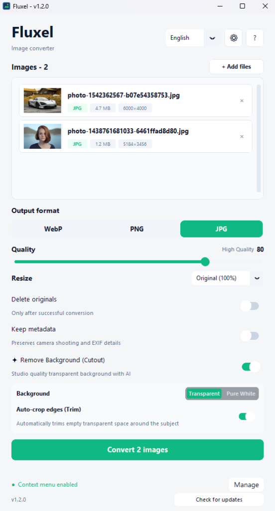 Fluxel High Resolution Application Screenshot